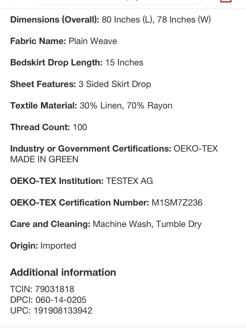 Casaluna King Linen Blend Bedskirt Dark Gray , Plain Weave, 15” Drop